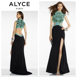 ALYCE Paris High Neck Cutout Gown with Side Slit